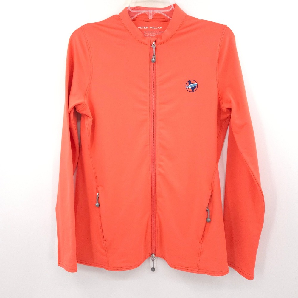 Peter Millar Full Zip Jacket‎ Womens Small Coral UPF 50+ Texas Logo LF23EK20